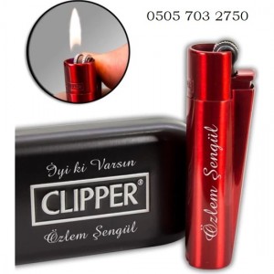 Clipper Metal Taşlı Çakmak -Kırmızı